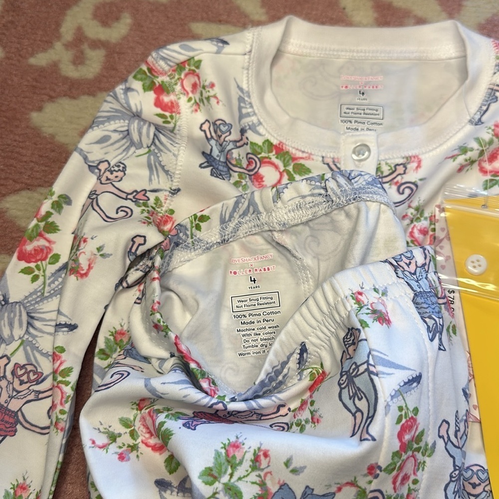 NWT Roller Rabbit X LoveShack Rosa Beaux Monkey Kids Pajamas Pastel Blue‎ - Picture 15 of 15